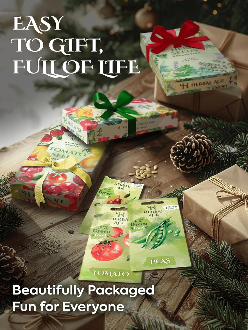 Grow Your Own Herbs & Tomatoes – 26 Plants Varieties of Garden Seeds, 9,200+ Winter Seeds Kit for Planting UK, Allotment & Gardening Gift Ideas – Unusual Christmas Gifts for Women, Men or Couples