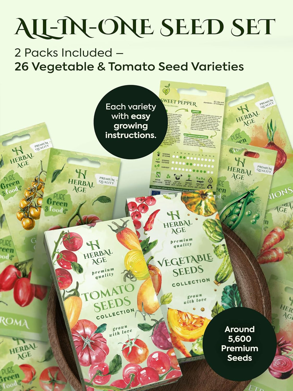 Grow Your Own Vegetables & Tomatoes – 26 Plants Varieties of Garden Seeds, 5,600+ Winter Seeds Kit For Planting UK, Allotment & Gardening Gift Ideas – Unusual Christmas Gifts For Women, Men or Couples
