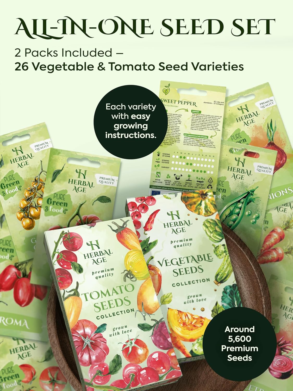 Grow Your Own Vegetables & Tomatoes – 26 Plants Varieties of Garden Seeds, 5,600+ Winter Seeds Kit For Planting UK, Allotment & Gardening Gift Ideas – Unusual Christmas Gifts For Women, Men or Couples